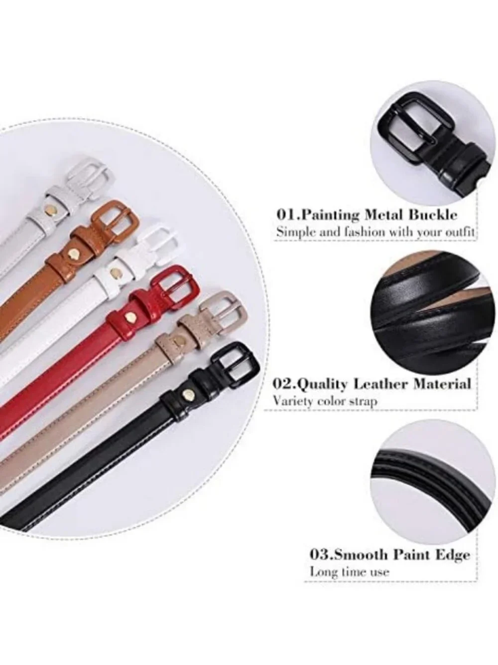 Stylish Women's Skinny Leather Belt - Thin Waist Jeans Belt with Pin Buckle